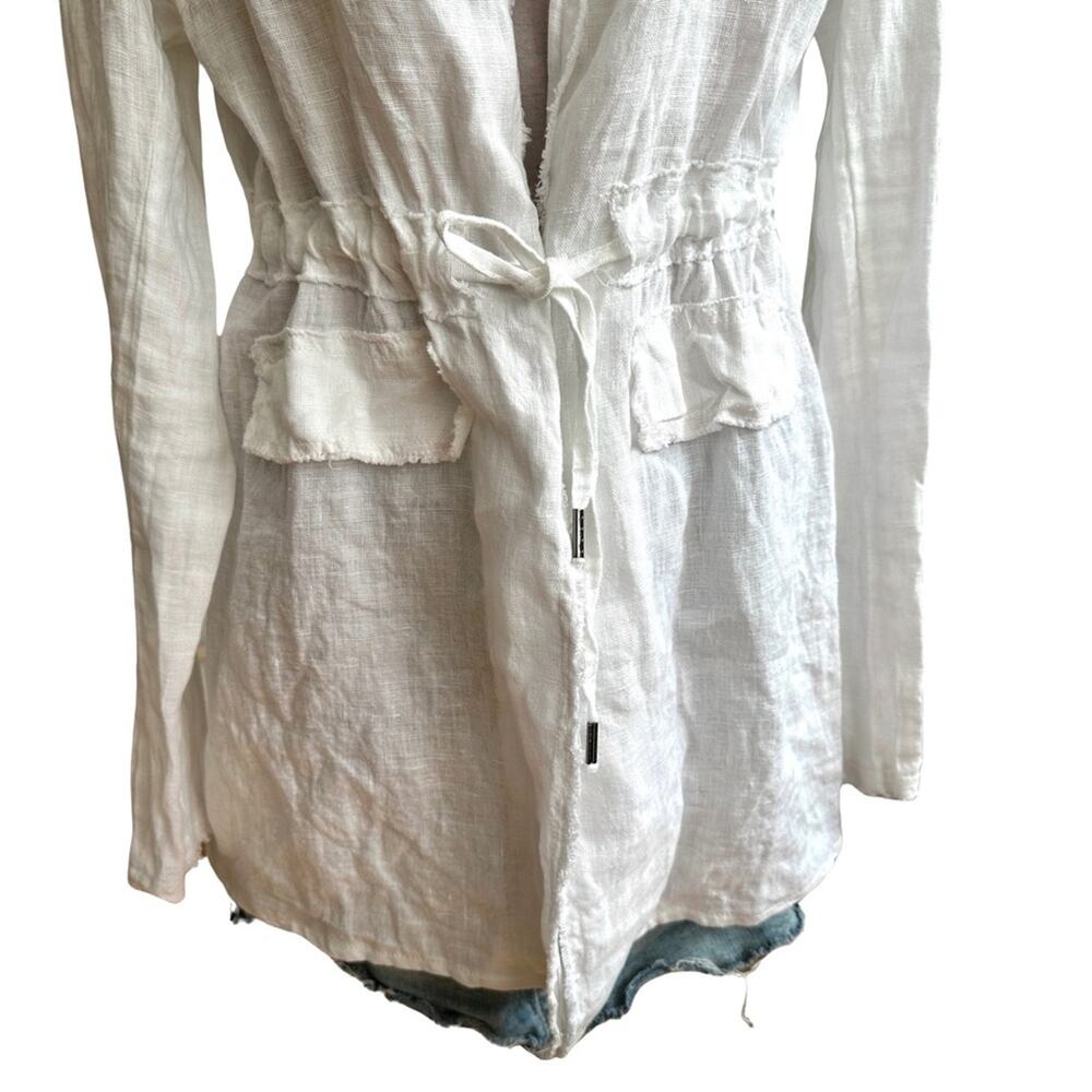BACI - ITALIAN ORGANIC LINEN women's white jacket cardigan size MEDIUM - Picture 4 of 10